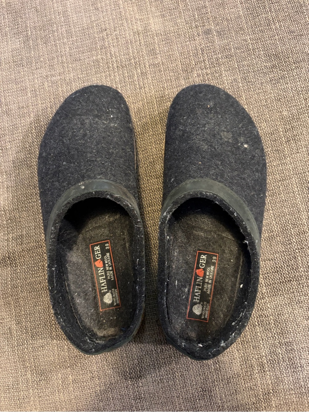 Haflinger Black Wool Slip-On Clogs